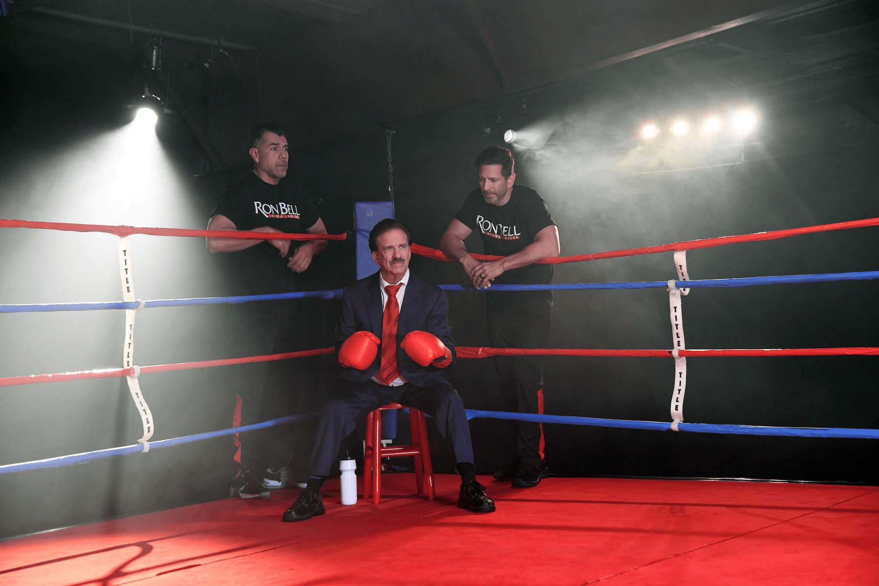 Ron Bell in Boxing Ring Ron Bell attorney in boxing ring